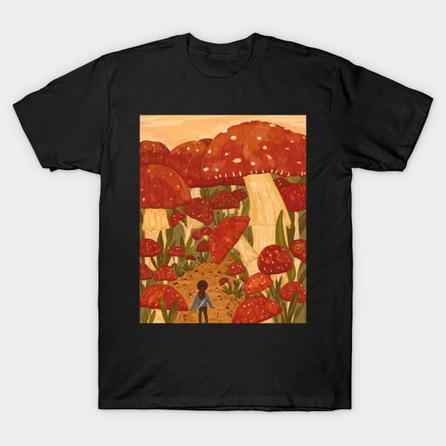 Red Mushroom Forest T-Shirt by rnmarts